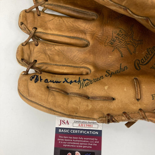 Warren Spahn Signed 1950's Game Model Baseball Glove JSA COA