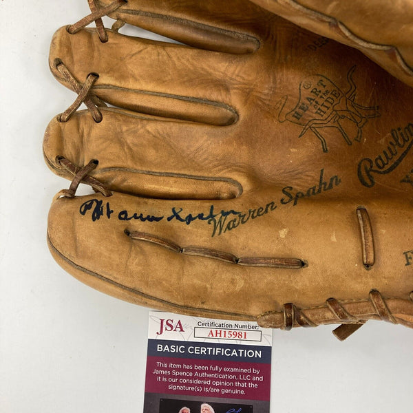 Warren Spahn Signed 1950's Game Model Baseball Glove JSA COA