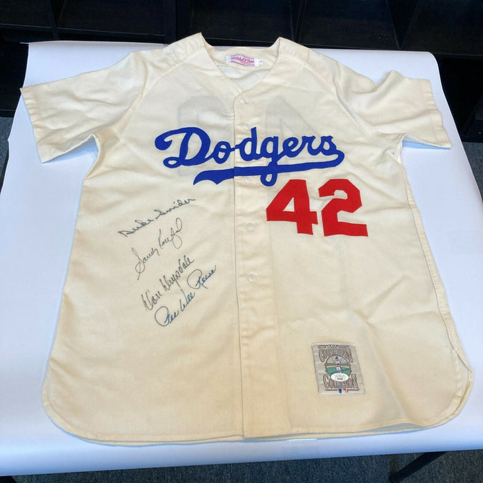 Sandy Koufax Don Drysdale Signed Jackie Robinson Brooklyn Dodgers Jersey JSA COA