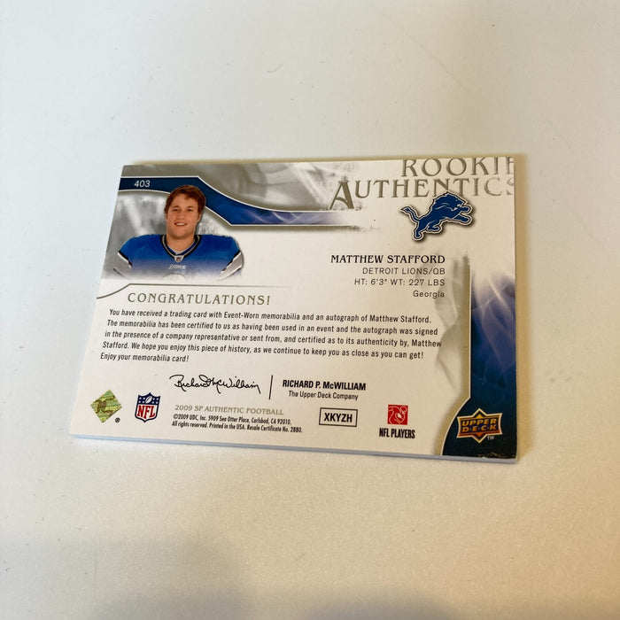 2009 Upper Deck SP Authentic Matthew Stafford Auto Jersey RC /499