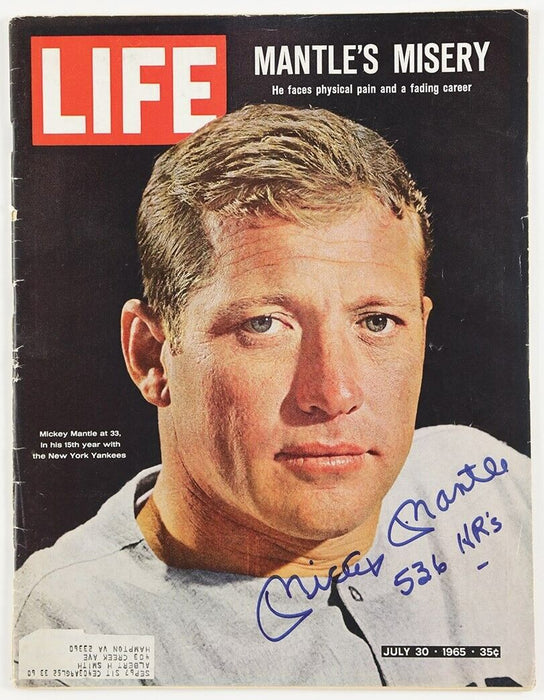1965 Mickey Mantle "536 HR's" Signed Life Magazine PSA DNA Graded GEM MINT 10