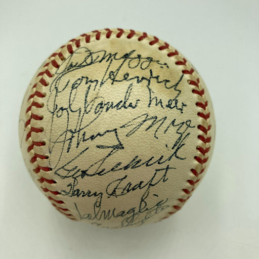 Mickey Mantle  Roger Maris Joe Dimaggio 1969 Old Timers Day Signed Baseball JSA