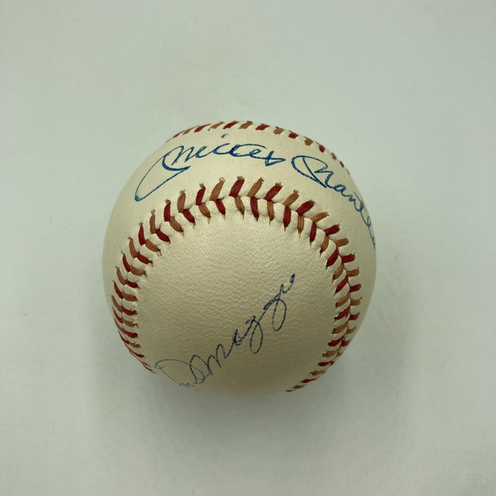 Mickey Mantle & Joe Dimaggio Signed 1950's American League Harridge Baseball JSA