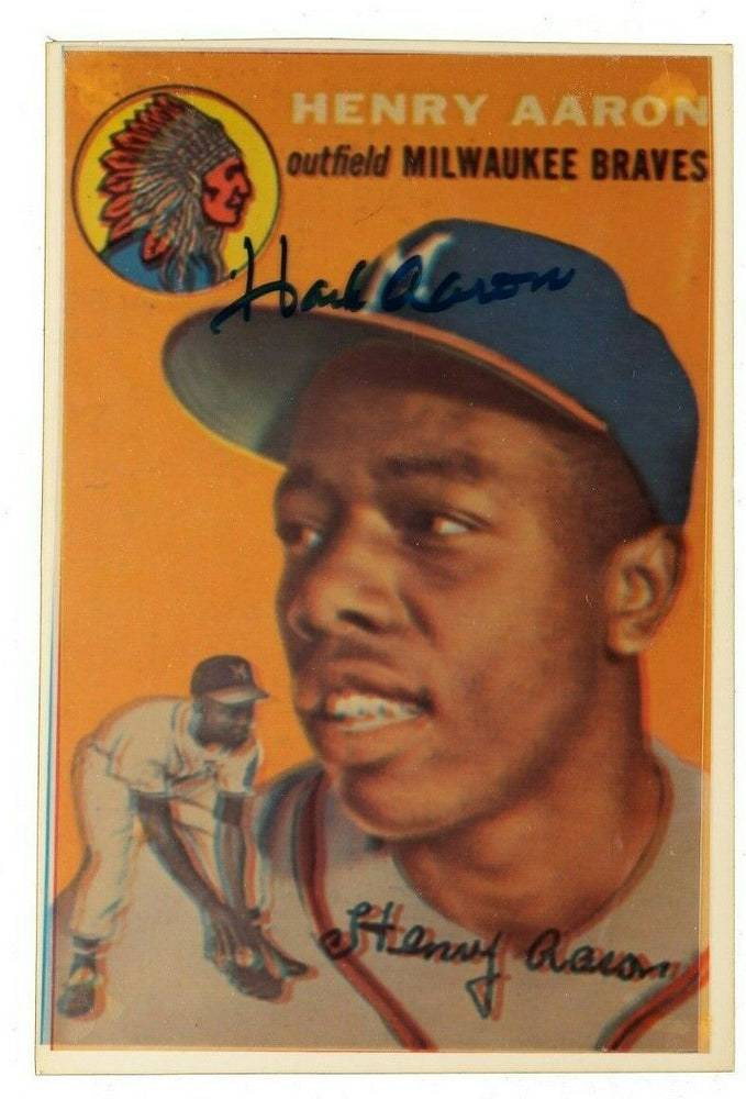 Hank Aaron Signed 1954 Topps Original Production Artwork JSA COA 1/1 RARE