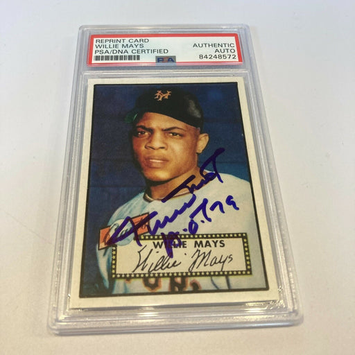 1952 Topps Willie Mays HOF 1979 Signed Autographed RP RC Baseball Card PSA DNA