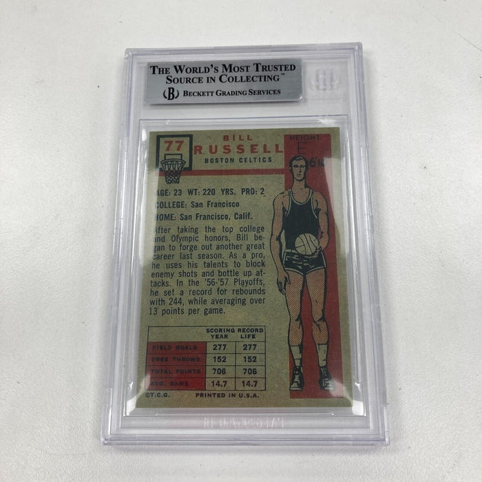 1957 Topps #77 Bill Russell Signed Autographed RP Rookie Card RC Beckett