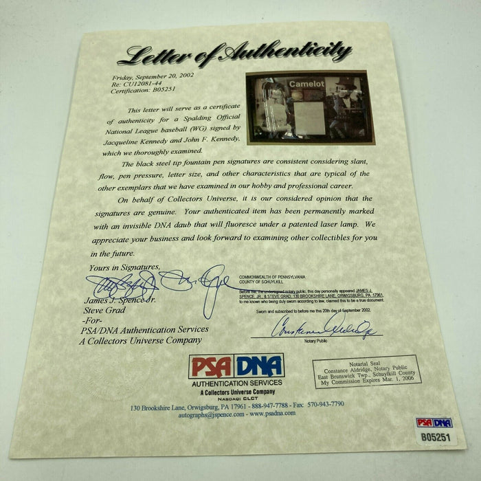 President John F. Kennedy & Jackie Kennedy Signed Baseball JFK PSA DNA & JSA COA