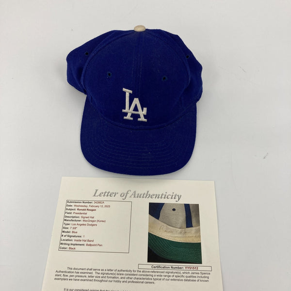 President Ronald Reagan Signed 1980's Los Angeles Dodgers Baseball Hat JSA COA