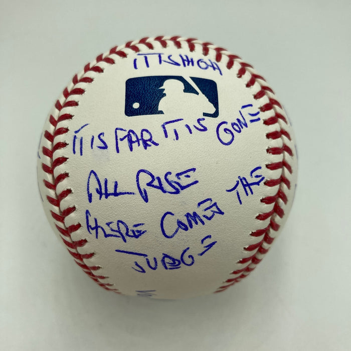 John Sterling Signed Heavily Inscribed STAT Baseball JSA COA RARE!