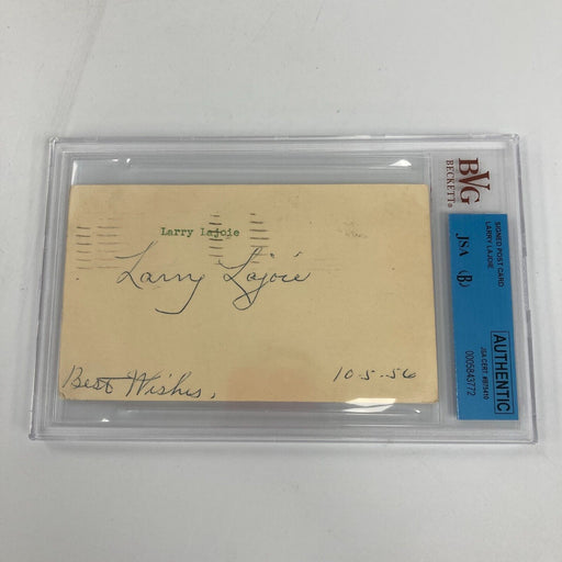 Napoleon Nap Lajoie Signed 1956 Government Postcard JSA BGS Certified