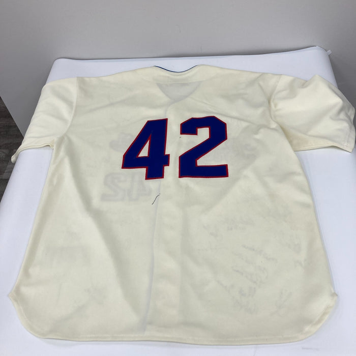 Beautiful Hall Of Fame Multi Signed Jackie Robinson Jersey 45+ Signatures JSA