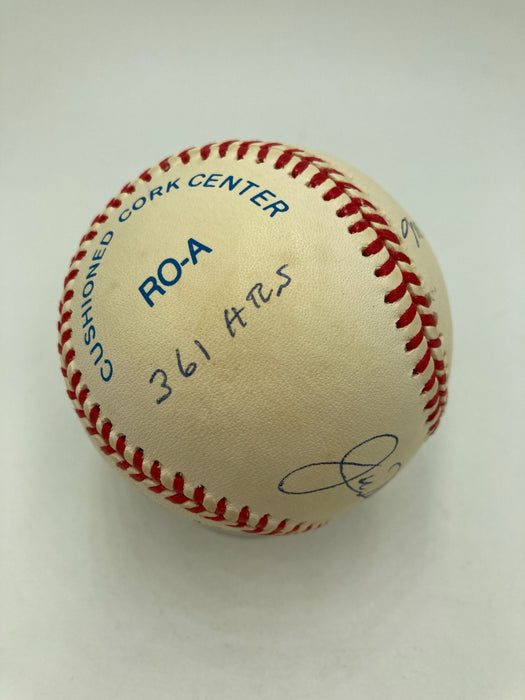 Joe Dimaggio Signed Heavily Inscribed STAT Baseball JSA COA