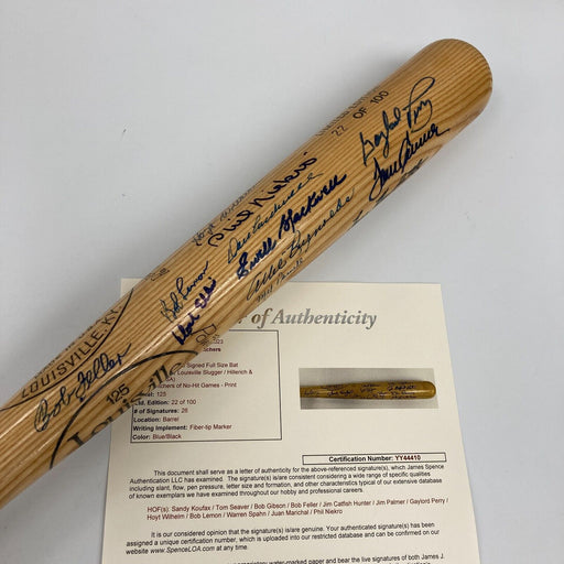 Beautiful No Hitter Pitchers Multi Signed Baseball Bat Sandy Koufax 26 Sigs JSA