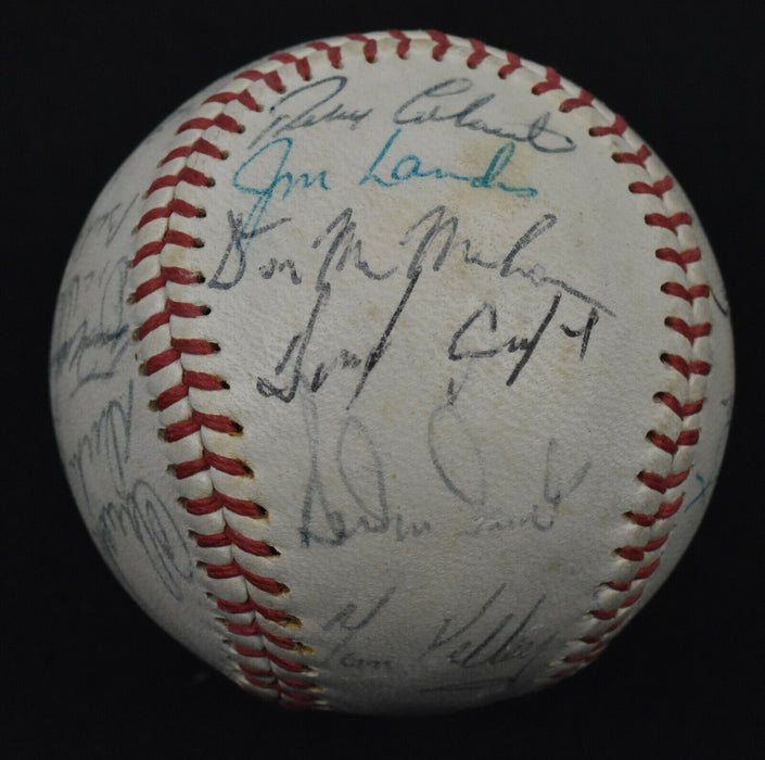 1966 Cleveland Indians Team Signed Vintage Baseball With JSA COA