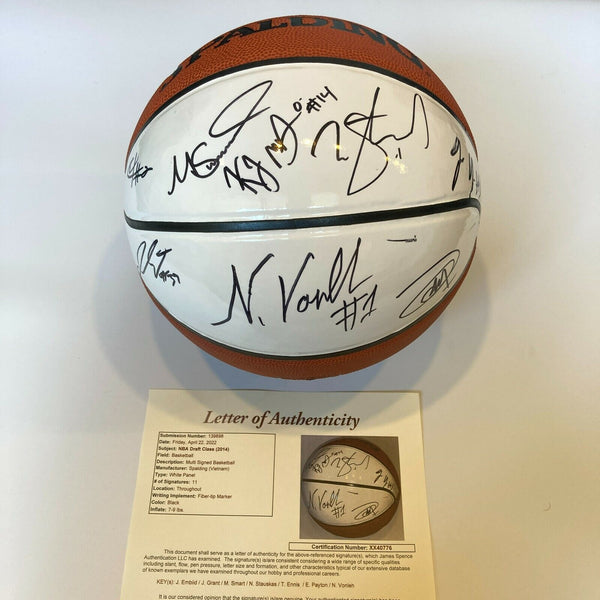 Joel Embiid Rookie 2014 Draft Class Multi Signed Basketball JSA COA