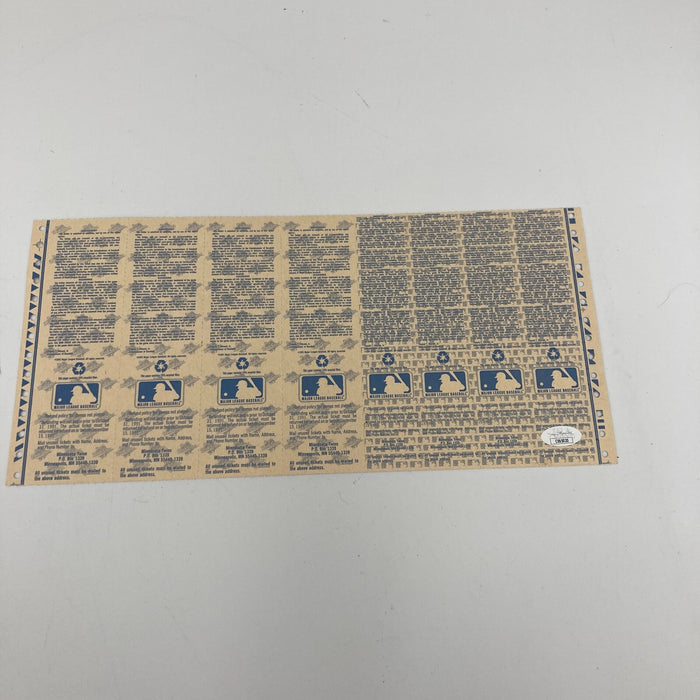 Jack Morris 1991 WS MVP Signed 1991 World Series Uncut Ticket Sheet JSA COA