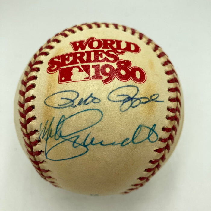 Mike Schmidt Steve Carlton Pete Rose Signed 1980 World Series Baseball JSA COA
