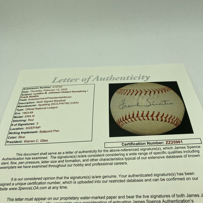 The Finest President Lyndon B. Johnson Signed National League Baseball JSA COA
