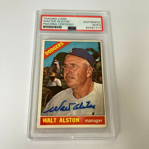 1966 Topps Walt Alston Signed Baseball Card Los Angeles Dodgers PSA DNA COA