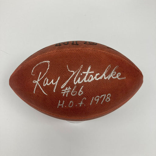 Beautiful Ray Nitschke #66 Hall Of Fame 1978 Signed NFL Game Football Beckett