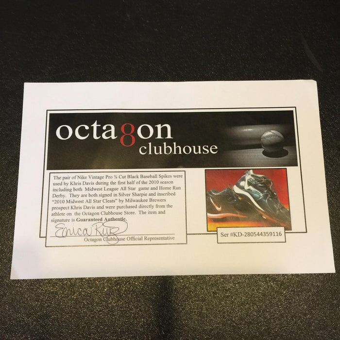 Khris Davis 2010 All Star Game & Home Run Derby Signed Game Used Cleats JSA COA