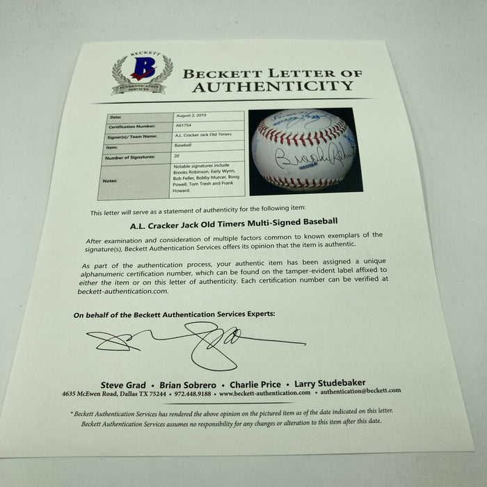 Brooks Robinson HOF Signed Cracker Jack Old Timers Game Baseball Beckett COA