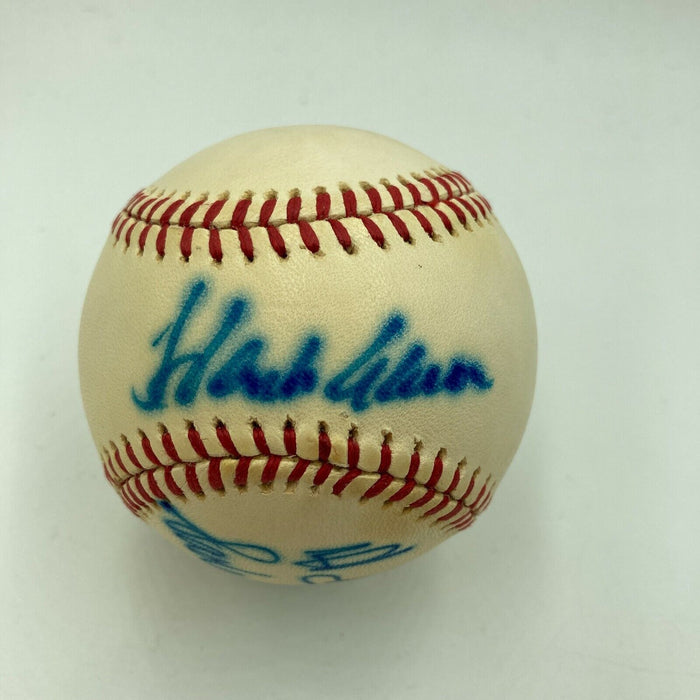 Hank Aaron & Sadaharu Oh Signed Vintage National League Baseball With JSA COA