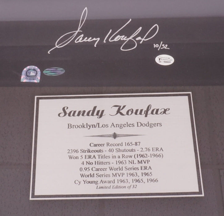 Beautiful Sandy Koufax Signed No Hitter Photo Display Framed 22x40 Steiner COA