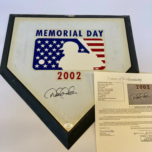 Derek Jeter Signed 2002 Memorial Day Game Model Home Plate With JSA COA