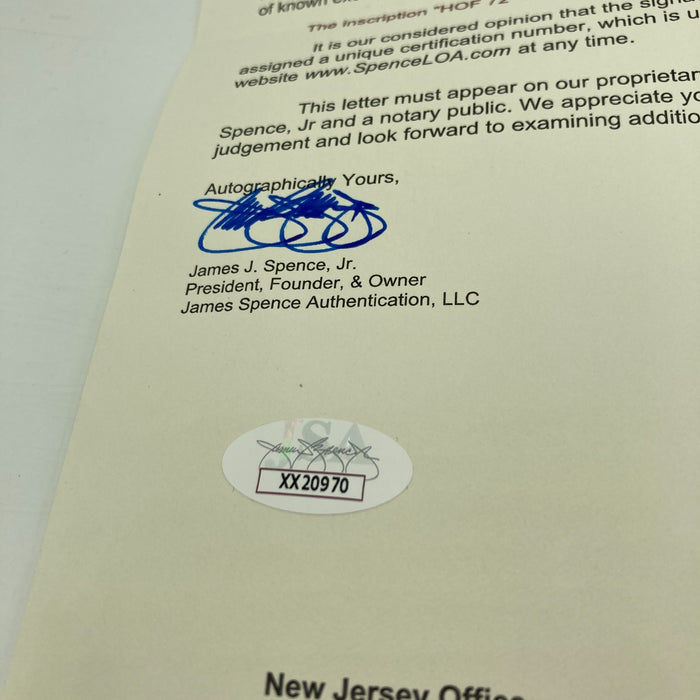 Sandy Koufax Hall Of Fame 1972 Signed National League Baseball JSA COA