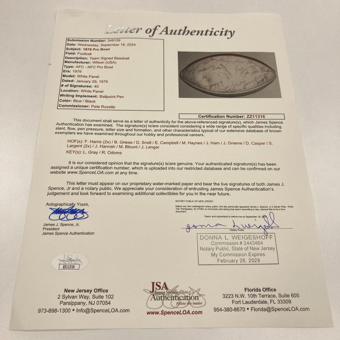 1978 NFL Pro Bowl Team Signed Wilson Official Football 40 Sigs JSA COA