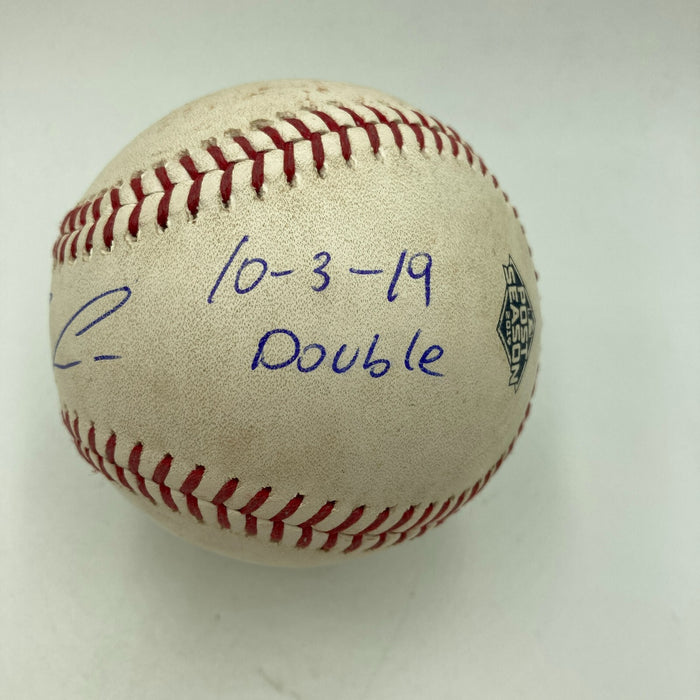 Ronald Acuna Signed 2019 NLDS Actual Hit Game Used Baseball Double JSA & MLB COA