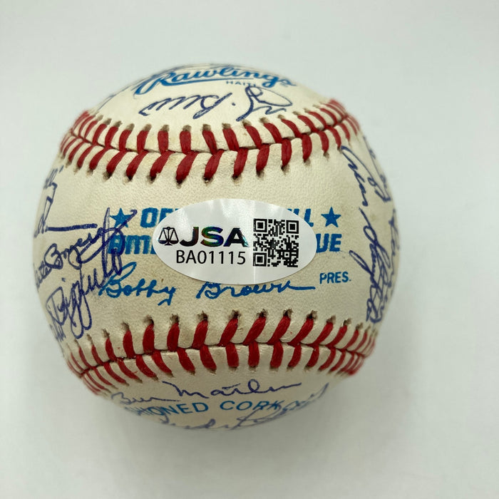 Mickey Mantle New York Yankees HOF Legends Multi Signed Baseball 28 Sigs JSA COA