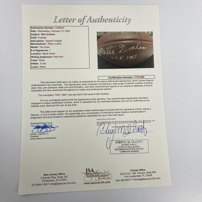 Ace Parker HOF 1972 Full Name Signed Wilson NFL Game Football JSA COA