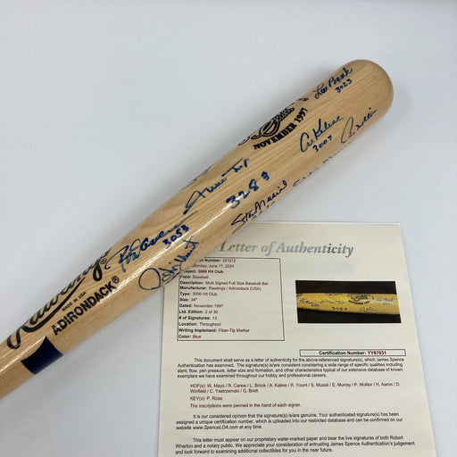 3,000 Hit Club Multi Signed Inscribed Baseball Bat Willie Mays Hank Aaron JSA