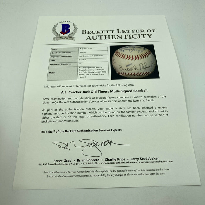 Brooks Robinson HOF Signed Cracker Jack Old Timers Game Baseball Beckett COA