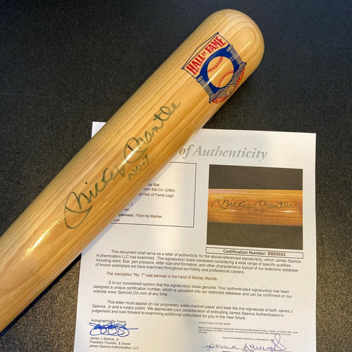 Mickey Mantle No. 7 Signed Autographed Cooperstown Hall Of Fame Bat JSA COA RARE