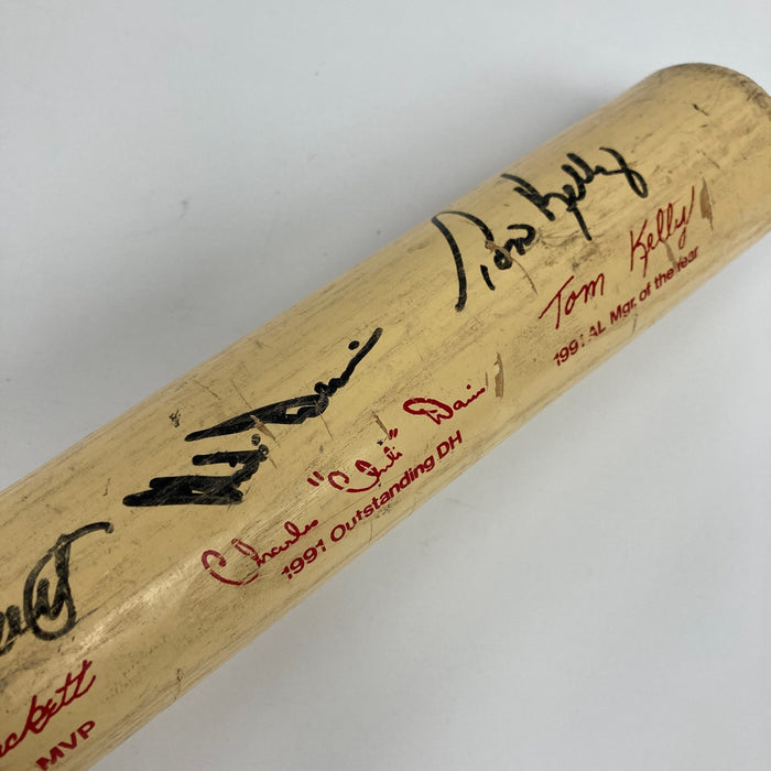 Kirby Puckett Tom Kelly Signed 1991 World Series Champs Baseball Bat JSA COA