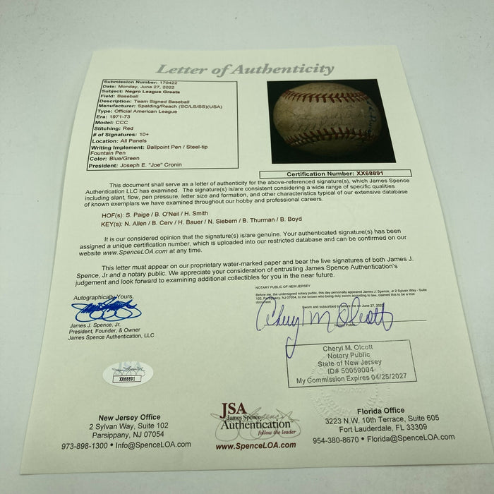 Hilton Smith Satchel Paige Negro League Kansas City Monarchs Signed Baseball JSA