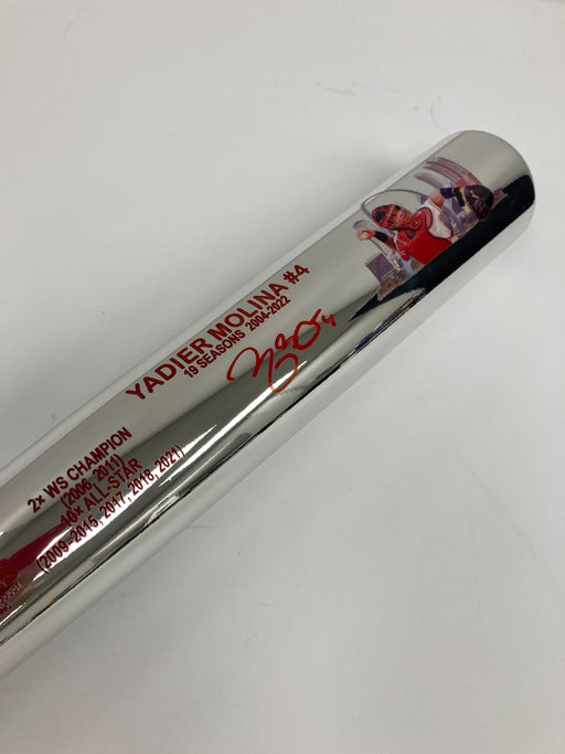 Yadier Molina Chrome Splash Art Signed Career Stat Bat Beckett Certified
