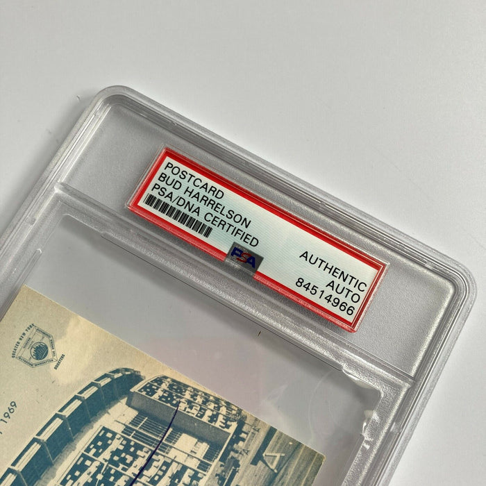 Bud Harrelson Signed 1969 New York Mets Shea Stadium Postcard PSA DNA RARE