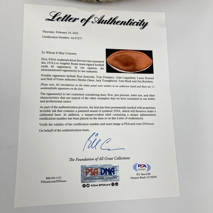1974 Los Angeles Rams Team Signed Football 45 Sigs PSA DNA COA