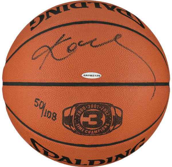 Kobe Bryant Signed Spalding Official 3 Time Champ Game Basketball UDA & PSA COA