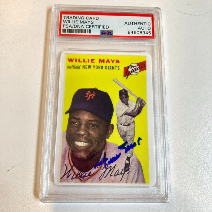 1954 Topps Willie Mays Signed Autographed Porcelain RP RC Baseball Card PSA DNA