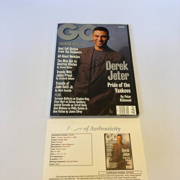 Derek Jeter Signed Autographed 1998 GQ Magazine New York Yankees JSA COA