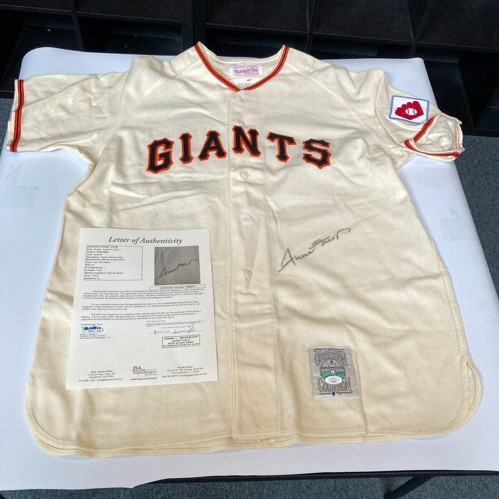 Beautiful Willie Mays Signed Authentic New York Giants Jersey JSA COA