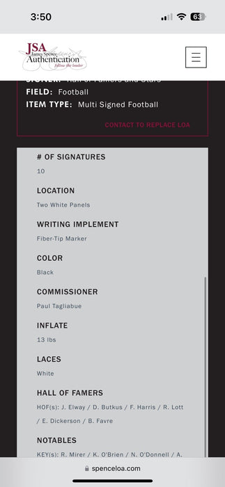 John Elway Franco Harris Brett Favre Hall Of Fame Multi Signed Football JSA