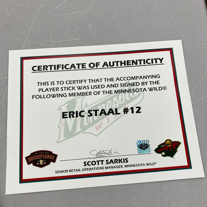 Eric Staal Minnesota Wild Game Used & Autographed Hockey Stick w/ Wild LOA