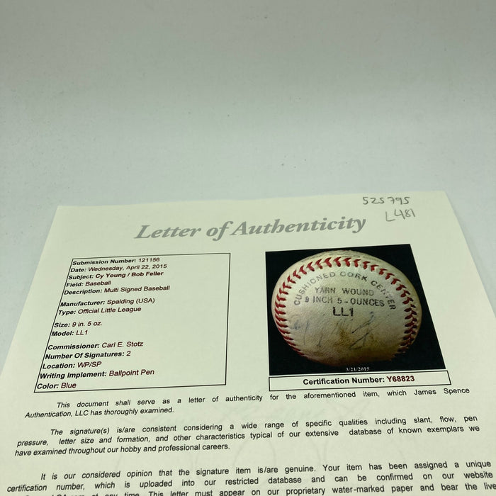 Cy Young Signed 1940's Spalding Baseball Displays As Single Signed Baseball JSA