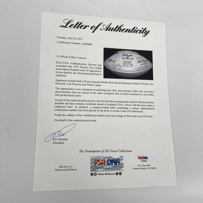 1970 Kansas City Chiefs Super Bowl Champs Team Signed NFL Game Football PSA DNA